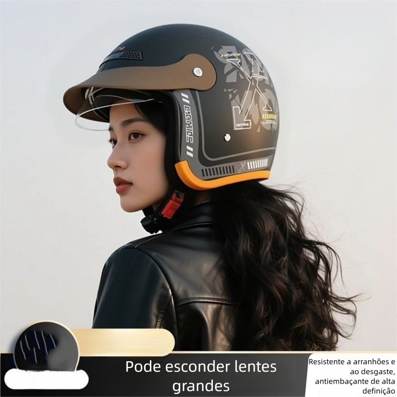 Capacete de veículo elétrico da moda Four Seasons Capacete Universal ajustável meio capacete de motocicleta