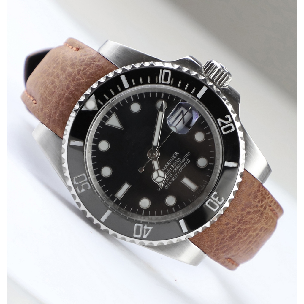Pulseira De Relógio De Couro Granulado De Bezerro Bronzeado Claro De 20 Mm Para Rolex Submariner Daytona DAYDATE GMT II 