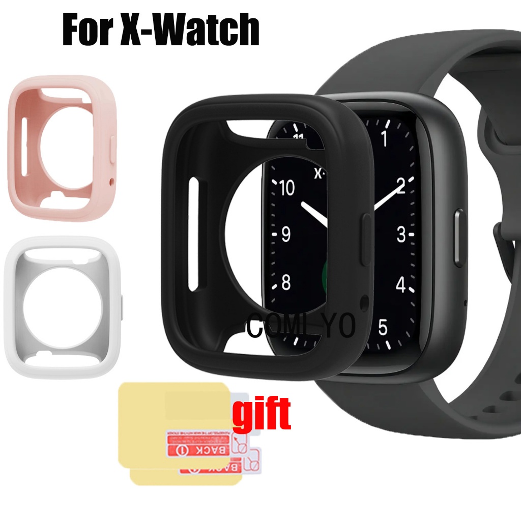 Para X-Watch Smartwatch Relógio Inteligente Caso Protetor Pára-Choques Silicone Macio Meia Capa Filme De Tela