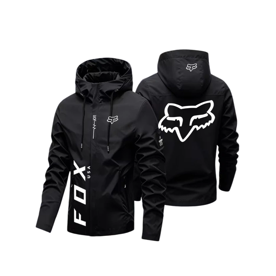 Jaqueta Corta-Vento Masculina Com Capuz E Logotipo FOX , À Prova De , Resistente Água , Caminhadas Ao Ar Livre , Trekkin — imagem 1
