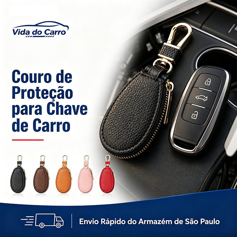 Chaveiro De Couro Com Bolsa De Moedas Zíper , Gancho Universal Para Carro , Clássico De Carteira Homens E Mulheres