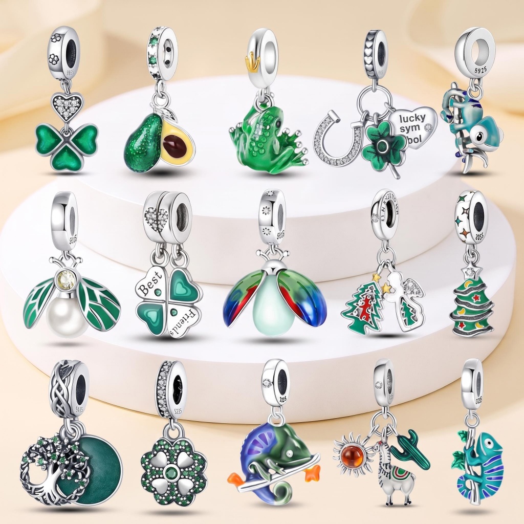 Original charme pingente S925 prata esterlina trevo série adequado para pulseira DIY jóias fazendo