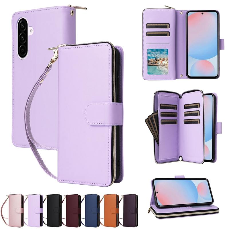Capa Com Zíper Para Samsung Galaxy S26 FE A27 A57 A37 A56 A36 A26 A17 S25 S26 Ultra S25 S26 Plus S25 Edge Multi-Funct Ca