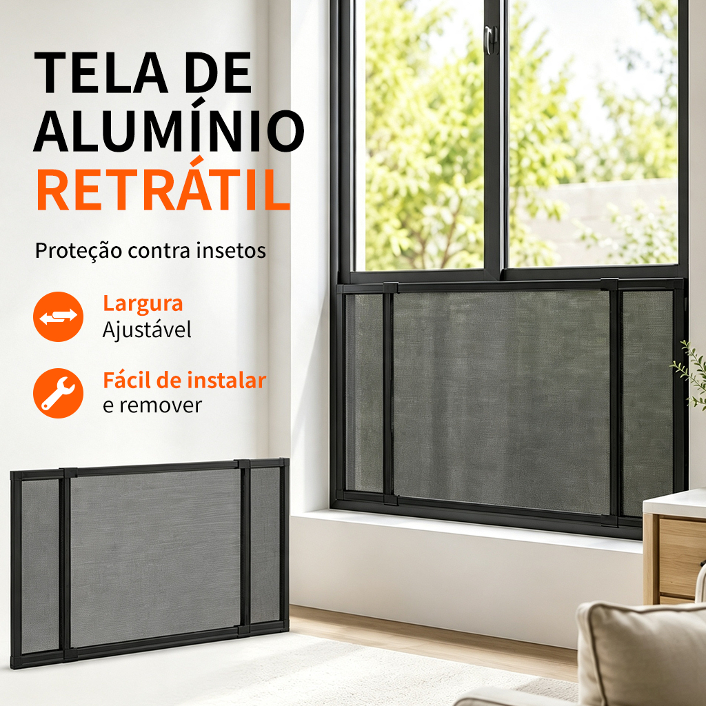 Tela Mosqueteira De Encaixe Regulável Janelas 50cm até 130cm Para Vãos De Janela Telas para janelas
