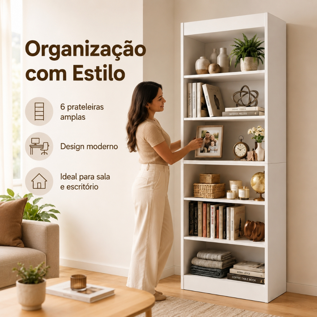 Prateleira Expositor Bipartido Vertical Branco Multiuso Quarto e Sala