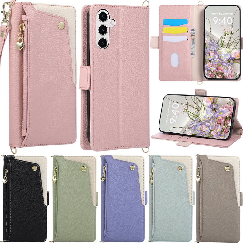 Capa De Luxo Para Samsung Galaxy S23 FE A15 A25 A54 A34 A24 A14 A23 A13 A73 S24 Ultra S23 Carteira Com Zíper Soft PU Cou