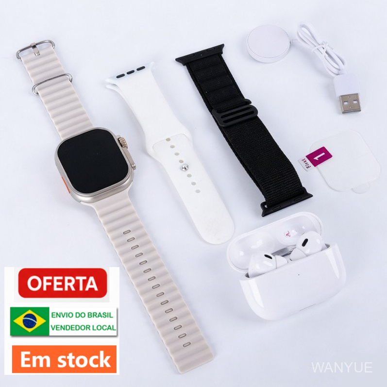 [Envio de São Paulo] Smartwatch + Bluetooth Fones de ouvido Oferta Especial Conjunto Bluetooth Call, HD Touchscreen