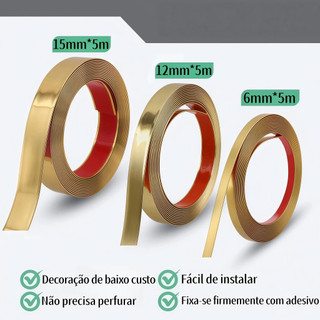 Fita metalizada para decoracao de Pvc 6mm/12mm/15mm/20mm/27mm/35mm Com Dupla face com 5 Metros