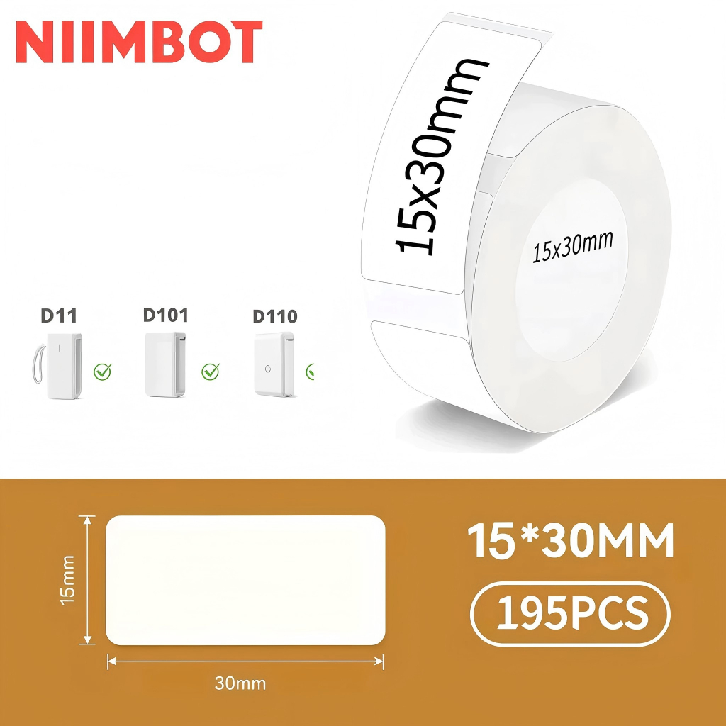 Papel Etiqueta Niimbot 15x30mm 195un Compatível D110 D101 D11