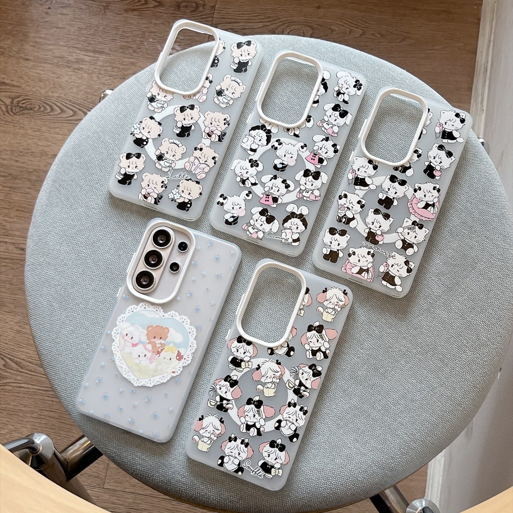 Magnético Sem Fio Para Samsung S26 S25 S24 S23 Ultra Plus Bonito Arco Gato Adesivo A57 A37 A17 A07 A56 A55 Caso À Prova 