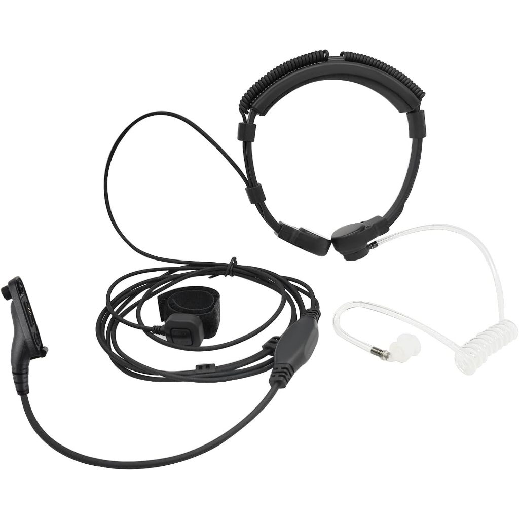 Microfone De Pescoço Ajustável Garganta E Fone De Ouvido Walkie Talkie Tático Pa