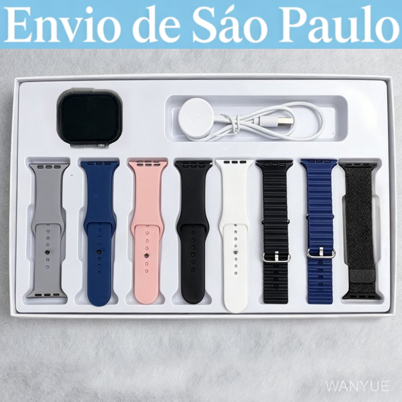 【Desconto】Relógio inteligente com conjunto de múltiplas pulseiras 45mm, Chamadas Bluetooth, Smartwatch Original