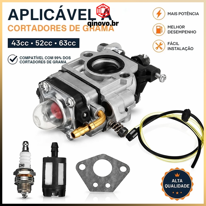 Brushcutter Carburetor 43cc 52cc 63cc + Hose Gasket Spark Plug