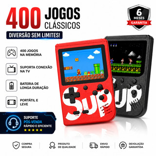 MINI Video Game Box Infantil Portátil 400 Jogos Em 1 Clássicos Anos 80 Com Controle e Cabo AV para TV