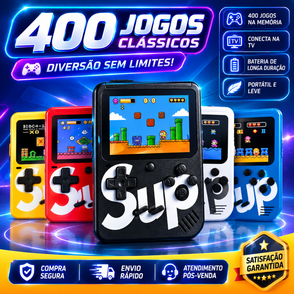 Mini Game Retrô Portatil Nintendo 400 Jogos Antigos Anos 80