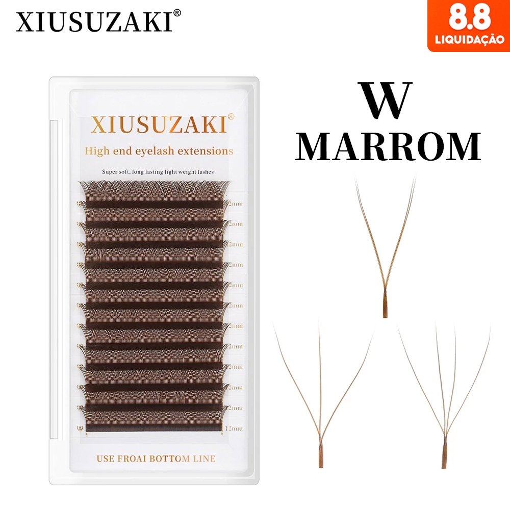 XIUSUZAKI Cílios Marrom Fio YY/3D/4D/5D W Shape Extensões De Cílios Volume Brasileiro