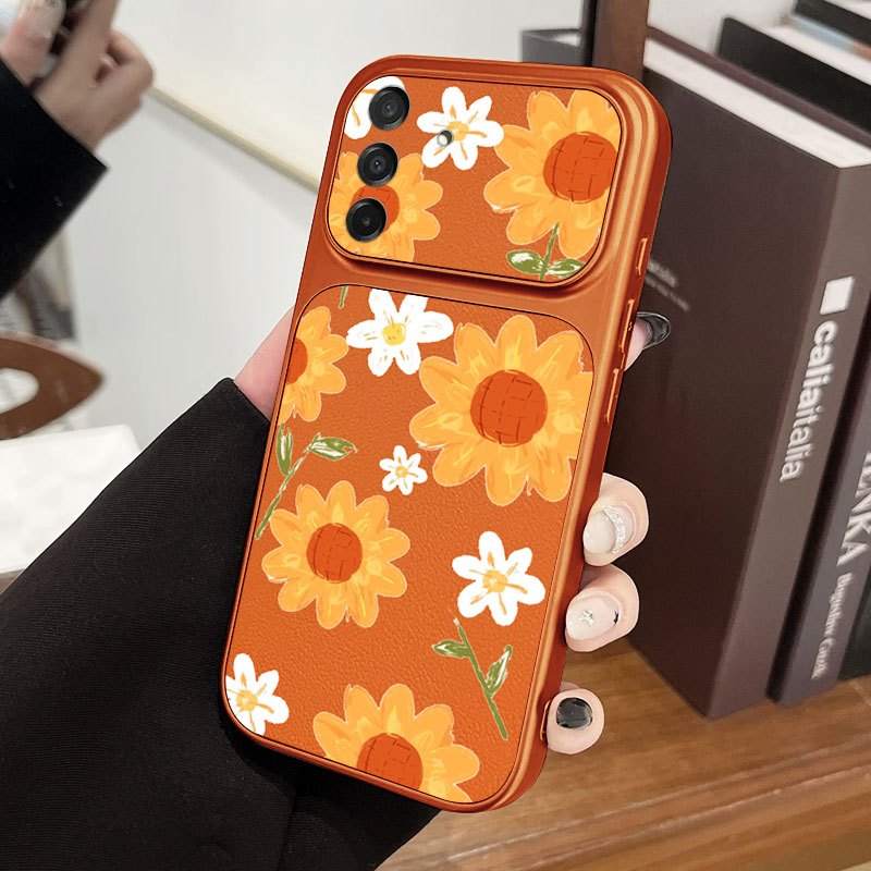 YBD Capa De Telefone Para Samsung Galaxy A27 A37 A24 A25 A26 A34 A35 A36 A54 A55 A57 A56 5G INS Estilo Grande Crisântemo