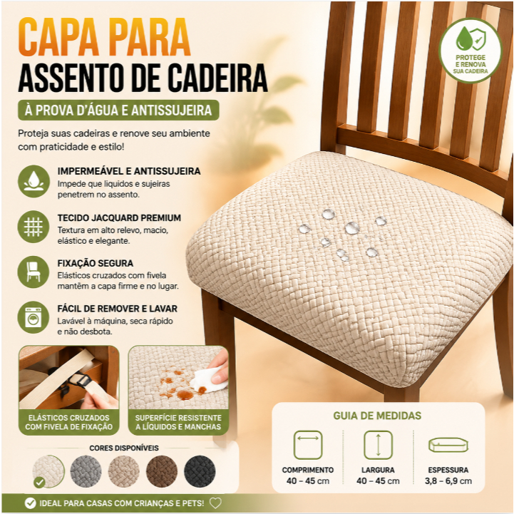 Kit 2 PCS Capas De Assento Impermeável De Cadeira Para Almofada De Cadeira De Jantar