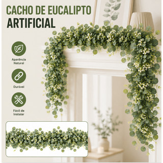 Planta Artificial de Vinha de Eucalipto Verde Pendurada para Decoração de Casamento, Jardim e Festa em Casa
