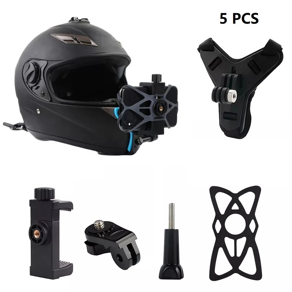 Suporte de Queixo para Capacete, Compatível com Câmeras de Ação Gopro, Suporte Universal para Gravação em Primeira Pesso