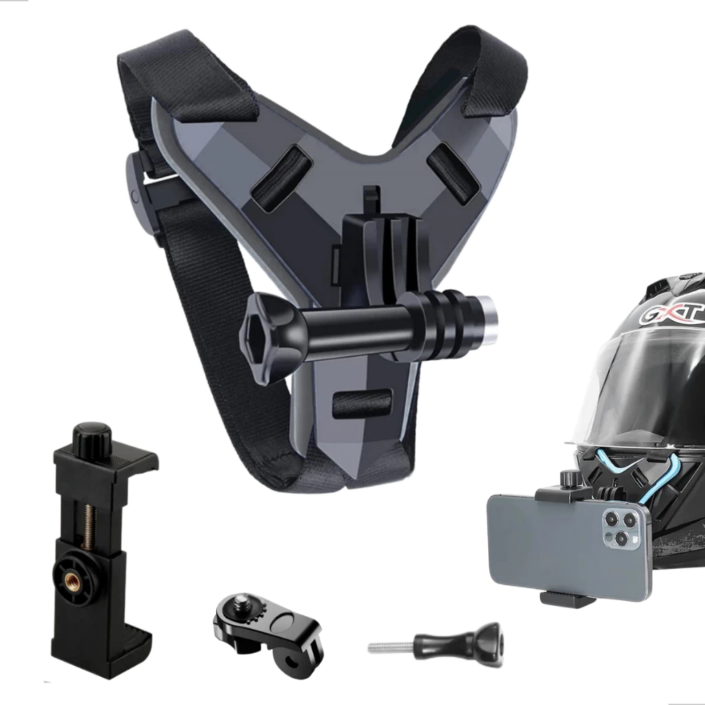 Suporte De Capacete Para Câmera De Ação E Celular Queixo Gopro Sjcam
