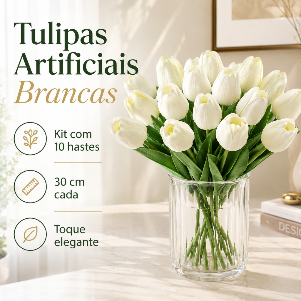 Buquê Artificial de Tulipas 10 Hastes DIY para Decoração de Casa e Casamentos