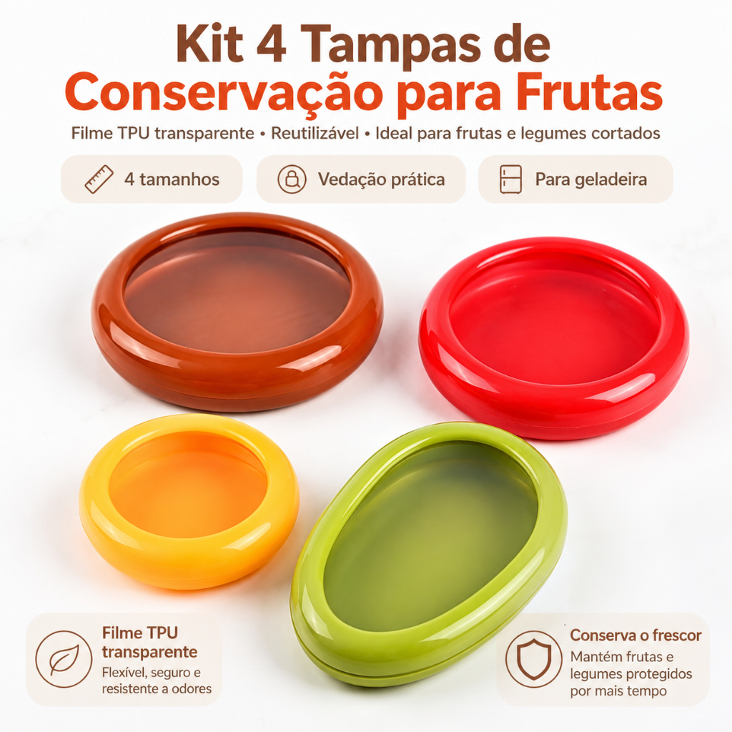 4Pcs Caixa de Silicone Armazenamento Frutas/Legumes: Reutilizável, Mantém Cebola/Abacate Frescos