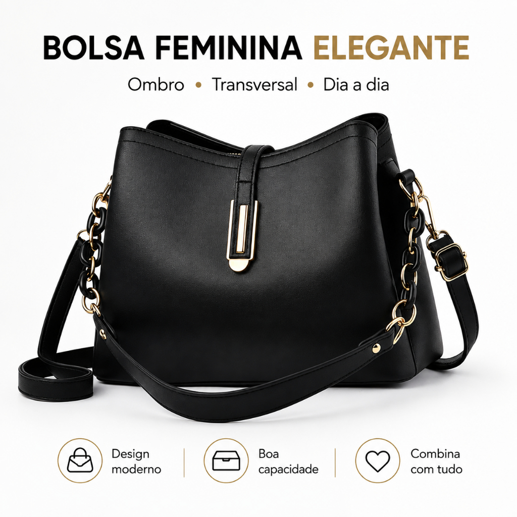 Bolsa Feminina Ombro Transversal media 2 alças
