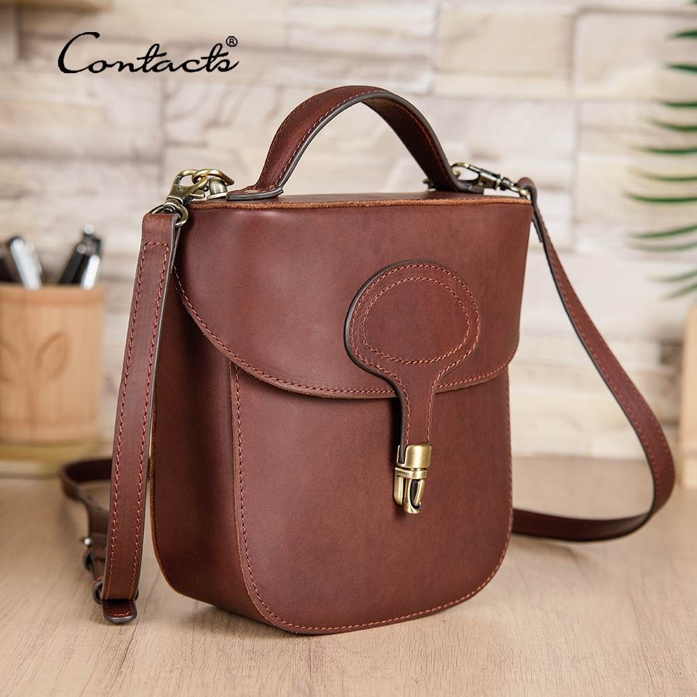 CONTACT'S Bolsa Crossbody Feminina De Couro Genuíno De Ombro De Viagem Para iPad