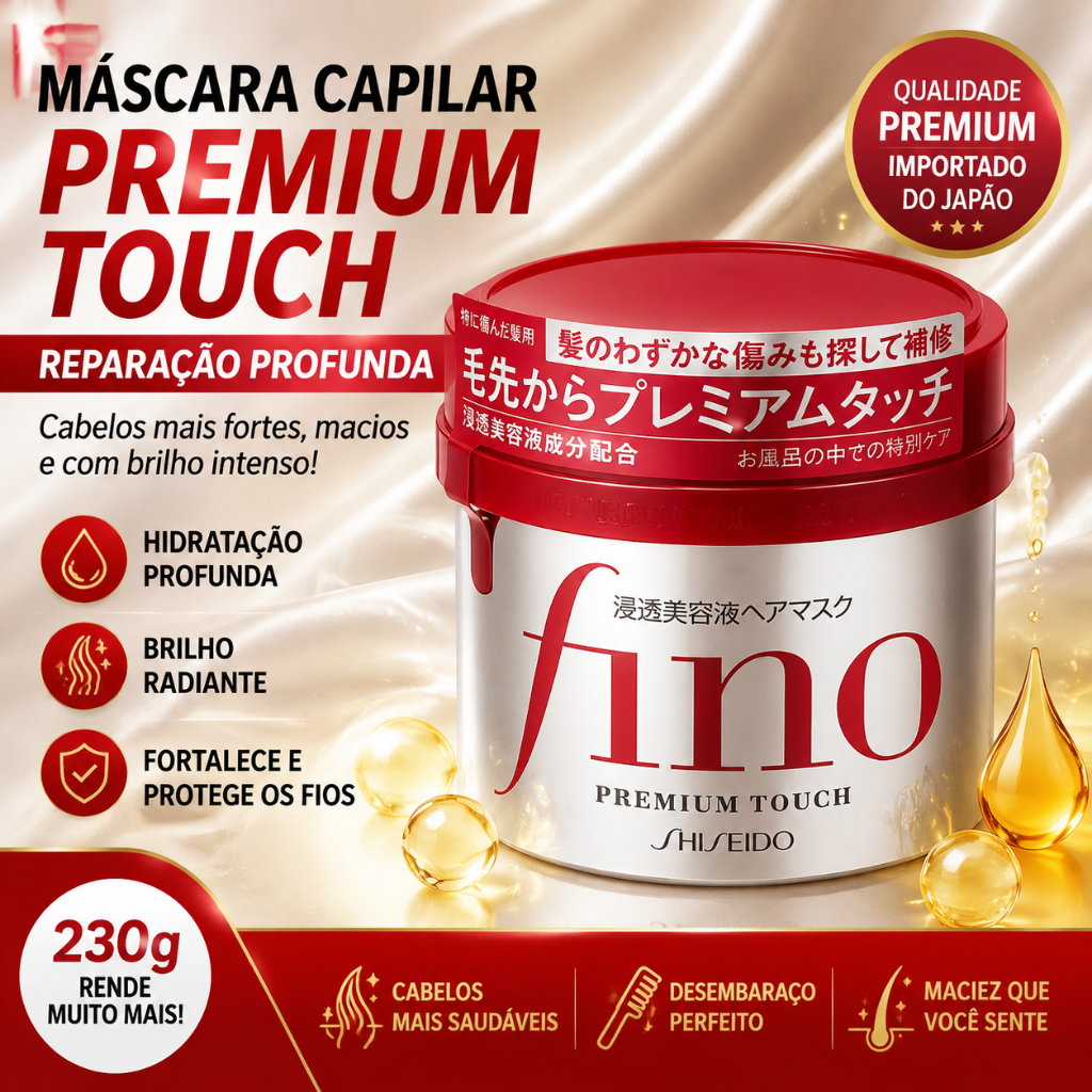 Máscara Capilar FINO Premium com  Penetrante de Toque Perfeito Hidratante Reparadora de Cabelo 230g