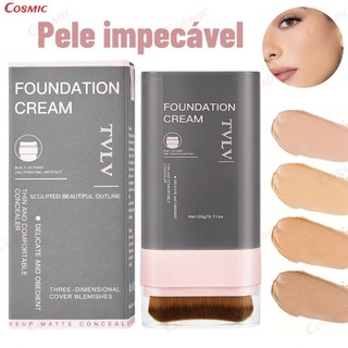 Bastão Corretivo Base 5 Cores com Pincel, Textura Cremosa, Pele Natural, Resistente à Água e Suor-CO