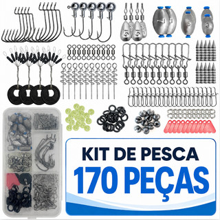 170pcs Fishing Accessories Kit with Fishing Box Fish Hooks Swivels Sinkers Outdoor Fishing Accessories Set