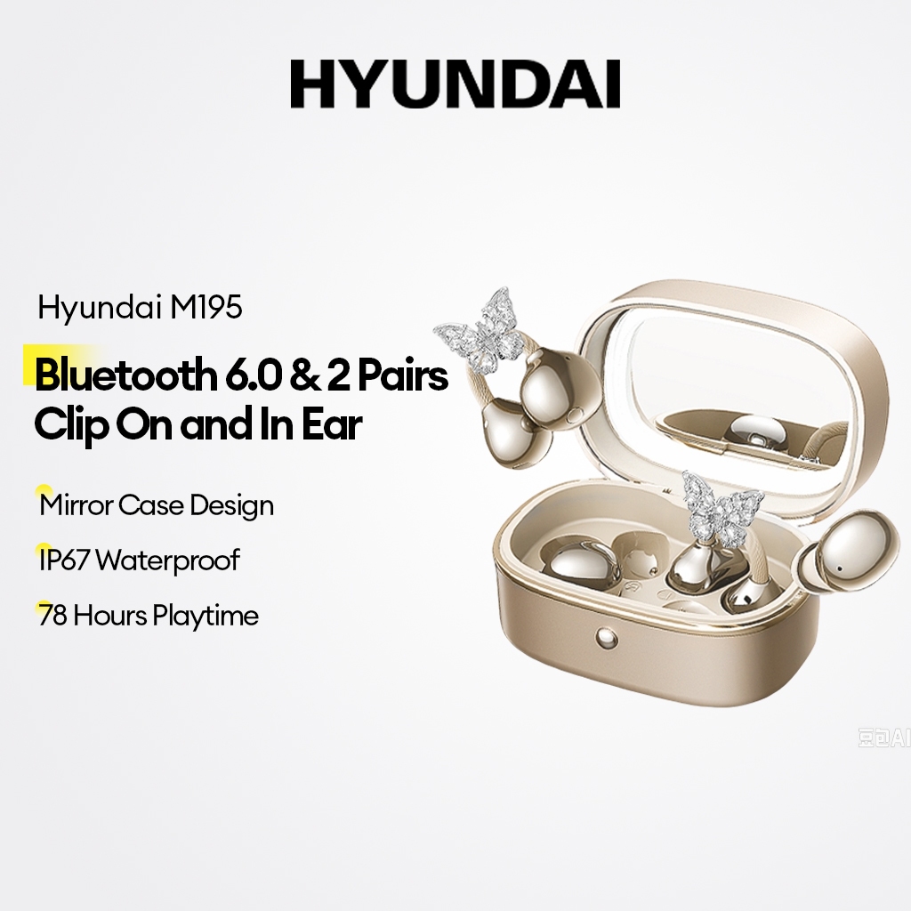 HYUNDAI M195 Fones De Ouvido Bluetooth Sem Fio HiFi Som Estéreo 6.0 2 Pares Clip