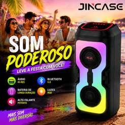 Caixa de som Bluetooth Portátil Longa Duração Com Led RGB Portátil FM USB TWS 50W Para Praia, Festa ou Viagem