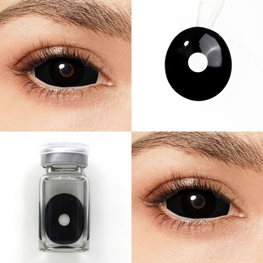 Pseyeche Lente Sclera 22mm Lentes DeContato Preta Cosplay Cosmeticos Para Maquiagem Olhos grandes — imagem 2 de 2
