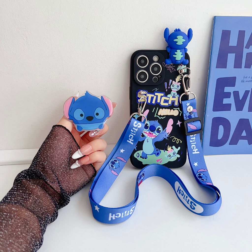 Capa De Desenho Animado Happy Stitch Para Samsung S25 S24 Note9 S23 S22 S25 Note20 S10 S21 S20 S7 S9 S8 Plus Ultra Cute 