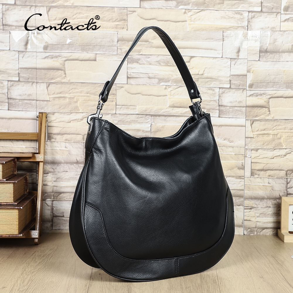 CONTACT’S Bolsas De Ombro Femininas De Couro Genuíno Bolsa Feminina Para MacBook
