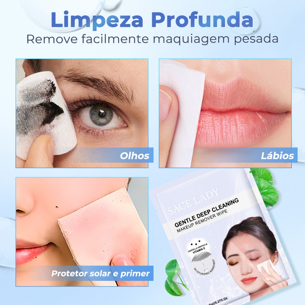 SACE LADY Toalhetes Removedores De Maquiagem-Limpeza Profunda, Olhos, Lábios, Pele Sensível, Hidratante · foto 2