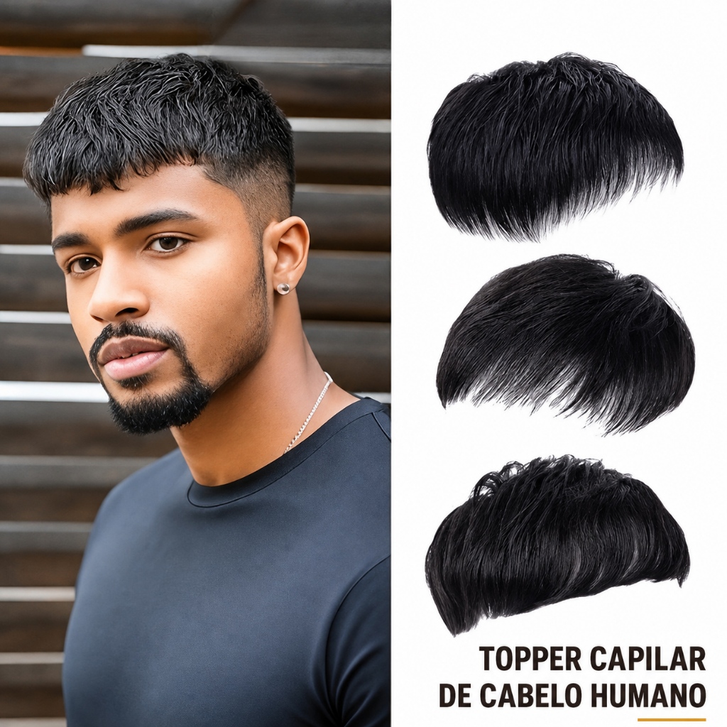 Topper De Cabelo Humano Masculino , Peruca Preta Natural Para Coroa De Desbaste , Base Respirável Com 3 Clipes Seguros