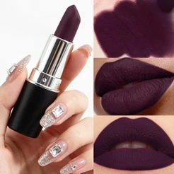 Batom Matte Vampiro À Prova D'água Duração Longa Roxo Escuro Cosplay