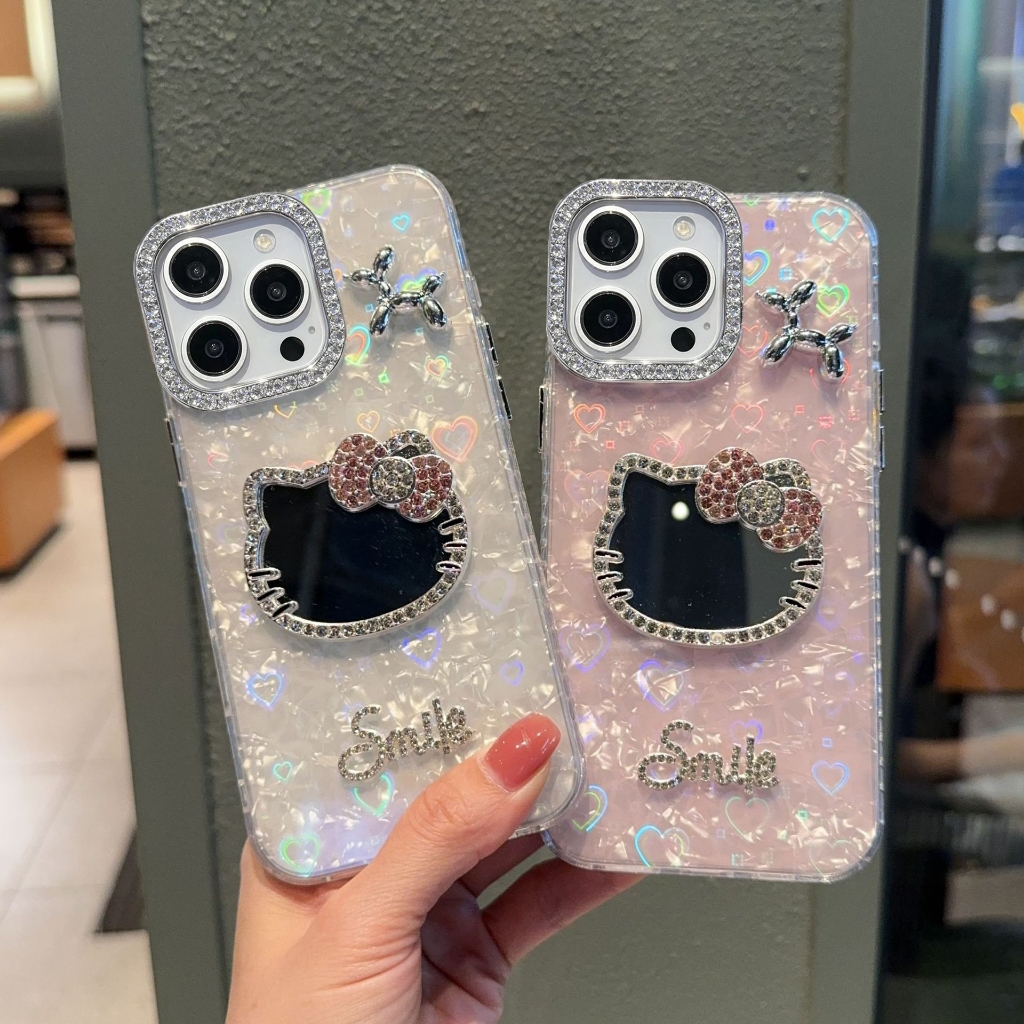 Para Samsung S25 S24 S23 S21 S20 FE S26 S22 Plus Ultra A50S A51 A71 A36 A53 A34 A35 A37 Caso De Telefone Kitty Espelho C