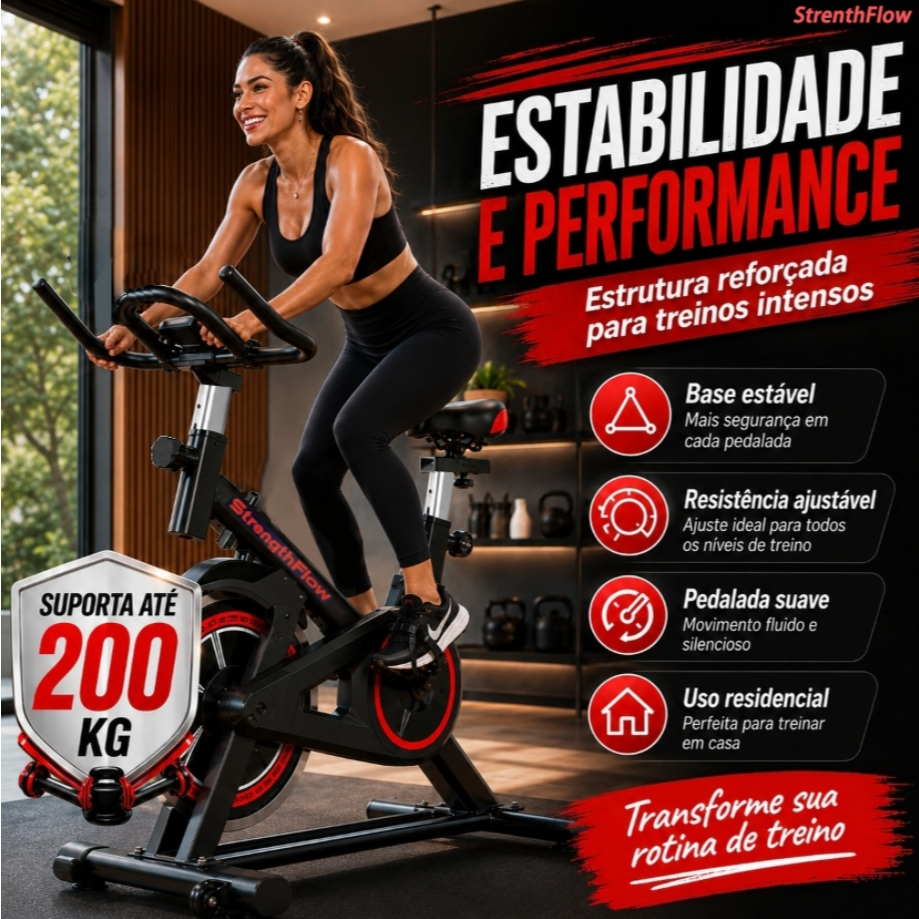 Bicicleta Spinning Ergométrica Para Exercícios Com Monitor Profissional Sport Suporta até 200kg