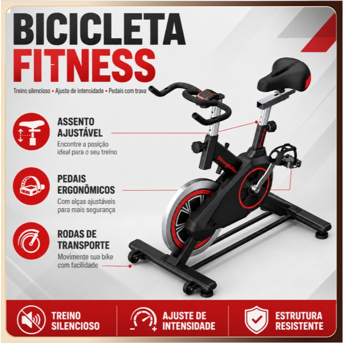 Bicicleta Bike Ergometrica Spinning Detecção De Frequência Cardíaca Academia Fitness Profissional 120kg