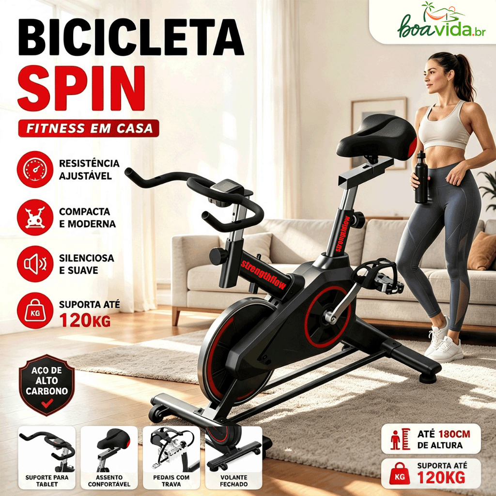 Bicicleta Spinning Ergométrica Para Exercícios Com Monitor Profissional Sport Suporta até 120kg
