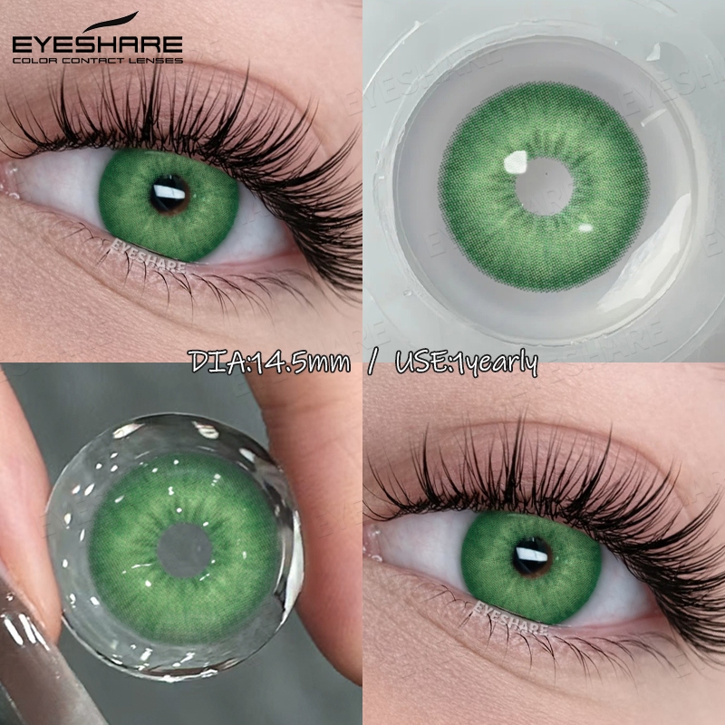 EYESHARE 1 Par De Lentes De Contato Verdes HOLLAND , 14.5 Mm , Uso Anual , De Cor Suave .