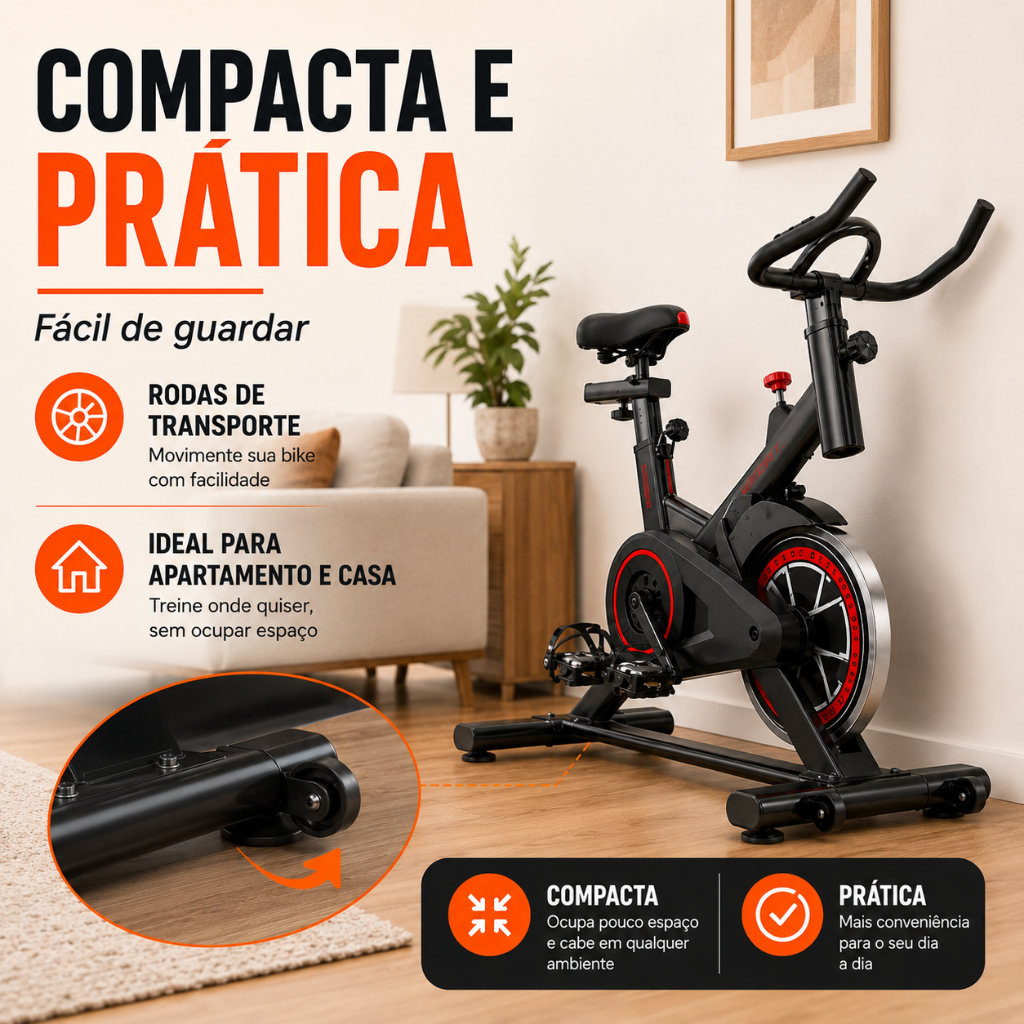 Bicicleta Spinning Ergométrica Profissional Versão Atualizada Com Monitor Suporta até 200kg