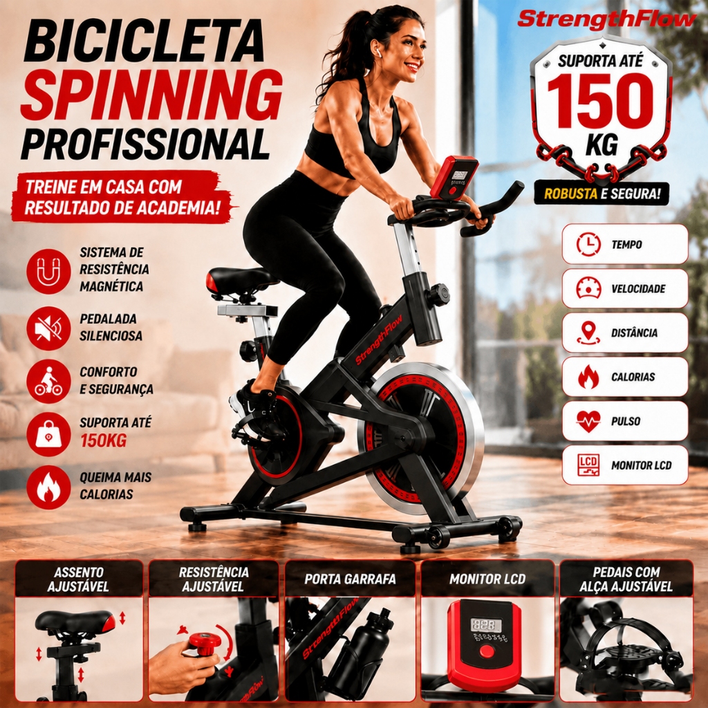 Bicicleta dinâmica profissional, adequada para locais de ginástica e Fitness-120kg