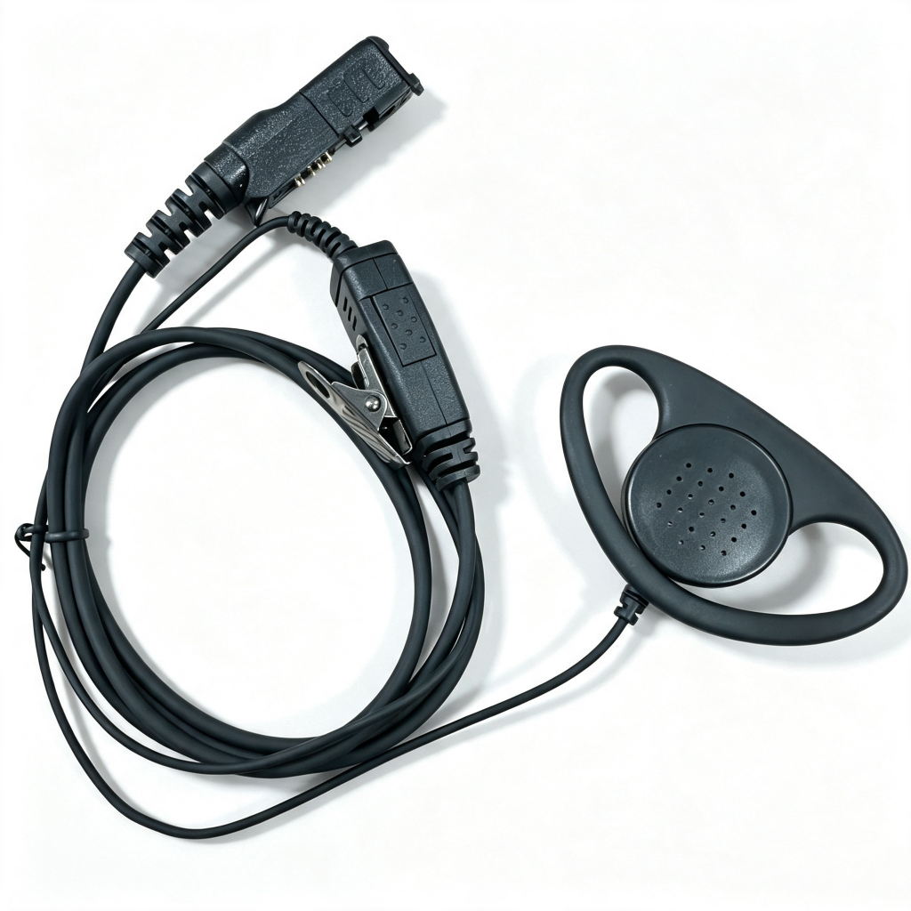 Fone De Ouvido Em Forma De D Com Microfone PTT Independente , Walkie Talkie Comp