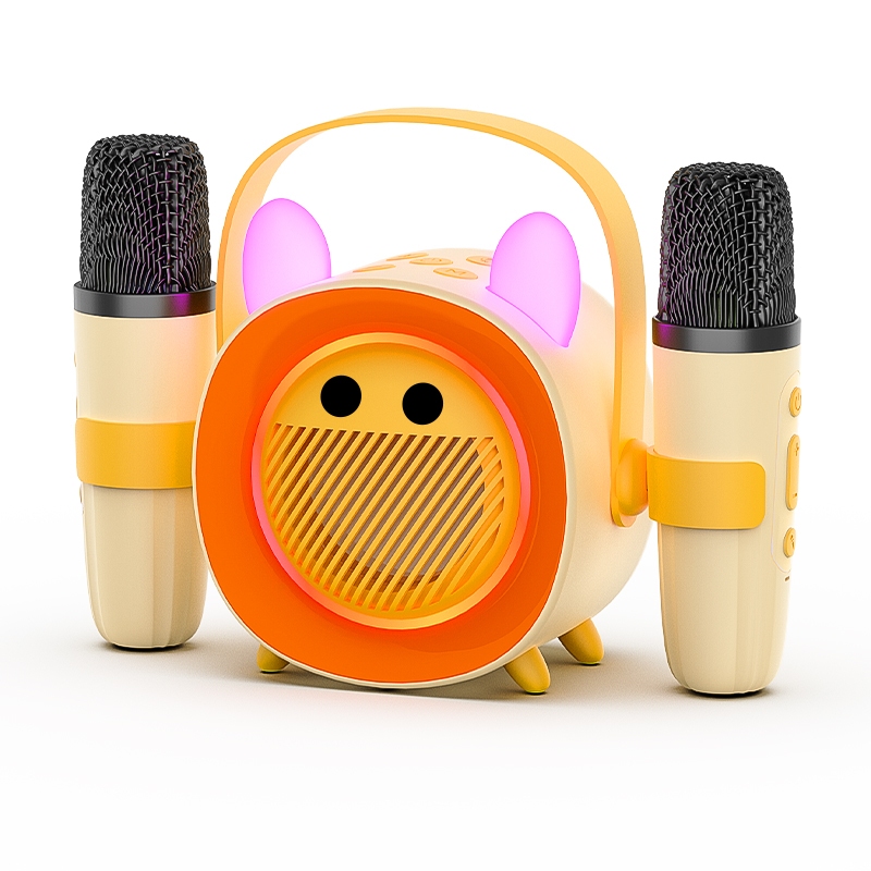 Máquina Portátil De Karaokê Infantil , Alto-Falante Bluetooth Com 2 Microfones E Luzes RGB , Presente De Aniversário KTV