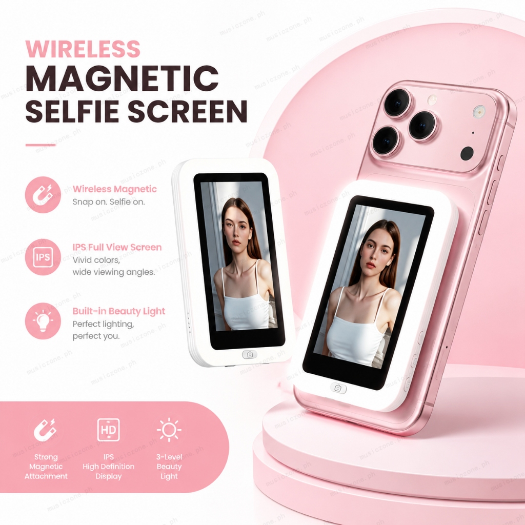Localizador Magnético Sem Fio Da Visão Traseira Do Telefone Monitor De Selfie , Tela Recarregável Para A Criação Conteúd